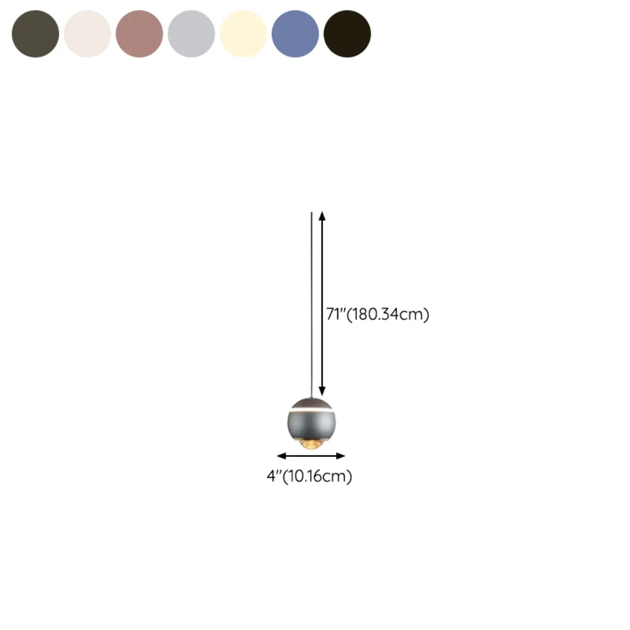 Suspension moderne en métal et verre avec globe et LED blanc chaud