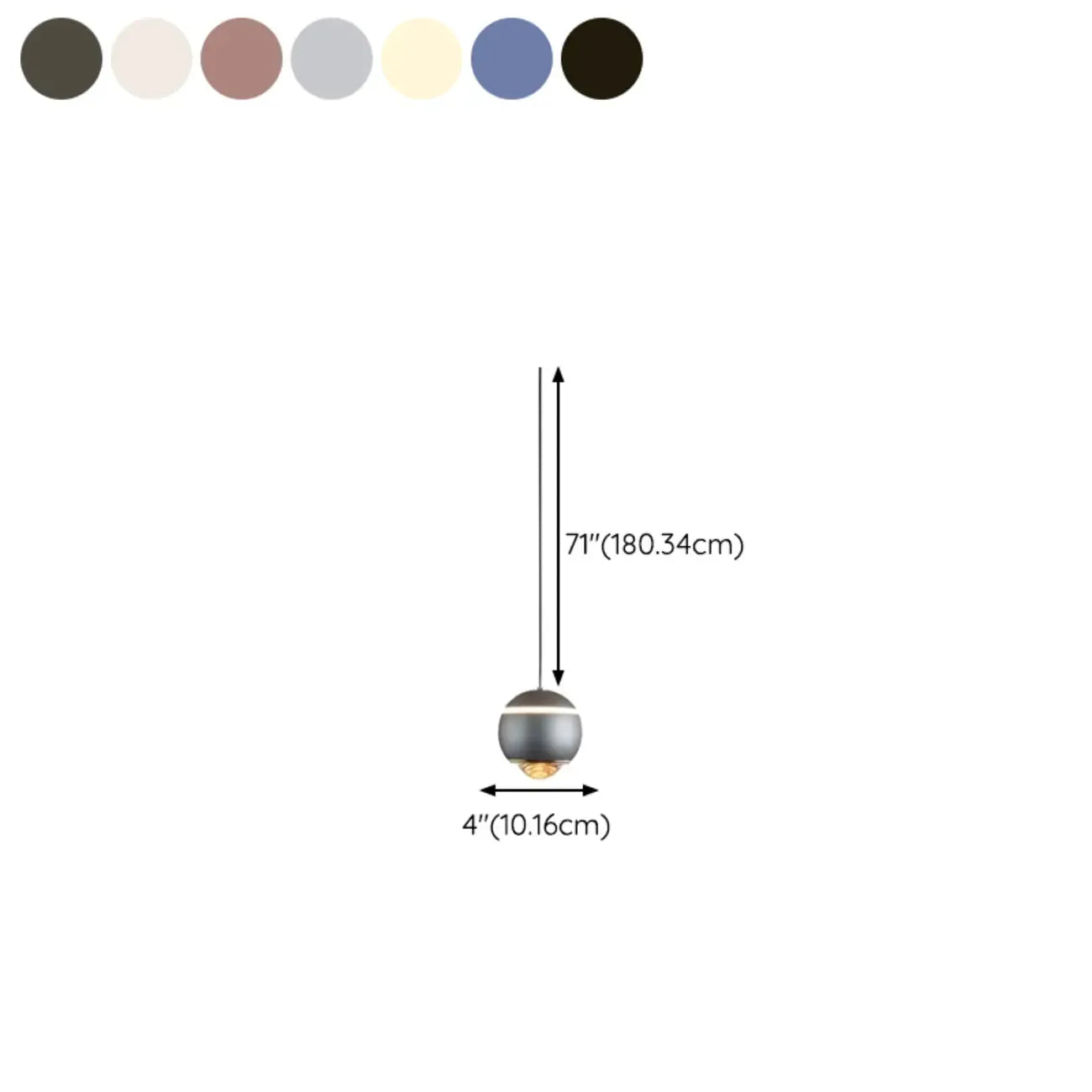 Suspension moderne en métal et verre avec globe et LED blanc chaud