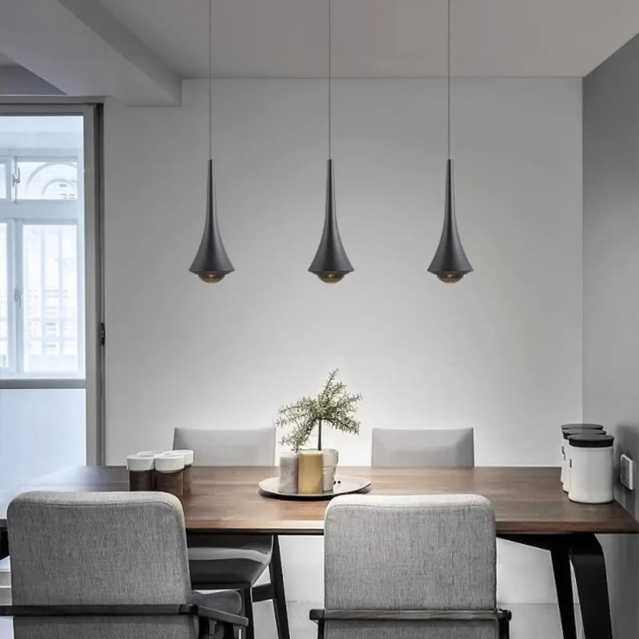 Lampe de chevet suspendue en métal avec variateur à trois niveaux