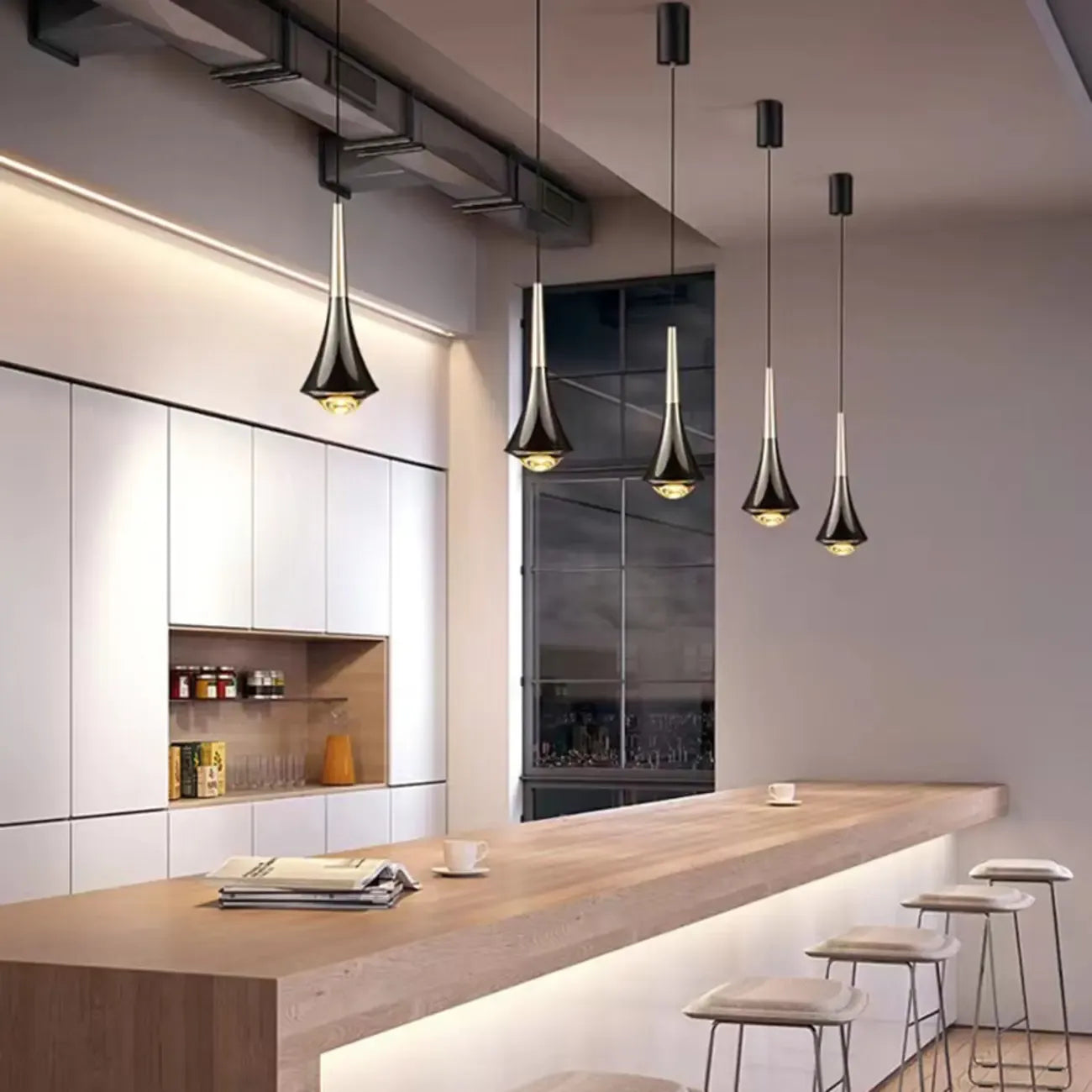 Lampe de chevet suspendue en métal avec variateur à trois niveaux