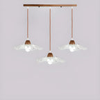 Suspension moderne à 3 lumières en verre et bois pour îlot de cuisine