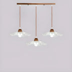 Suspension moderne à 3 lumières en verre et bois pour îlot de cuisine