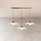 Suspension moderne à 3 lumières en verre et bois pour îlot de cuisine