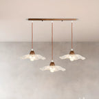 Suspension moderne à 3 lumières en verre et bois pour îlot de cuisine