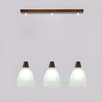 Suspension moderne à 3 lumières en verre et bois pour îlot de cuisine