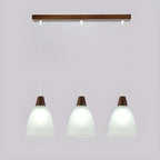 Suspension moderne à 3 lumières en verre et bois pour îlot de cuisine