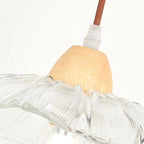 Suspension moderne à 3 lumières en verre et bois pour îlot de cuisine