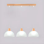 Suspension moderne à 3 lumières en verre et bois pour îlot de cuisine