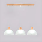 Suspension moderne à 3 lumières en verre et bois pour îlot de cuisine