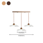 Suspension moderne à 3 lumières en verre et bois pour îlot de cuisine