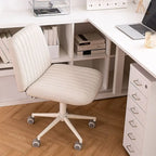 Fauteuil de bureau pivotant en cuir blanc simple