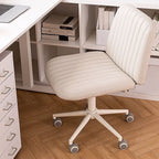 Fauteuil de bureau pivotant en cuir blanc simple