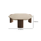 Table basse moderne hexagonale/ronde avec plateau en travertin beige.
