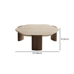 Table basse moderne hexagonale/ronde avec plateau en travertin beige.