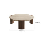 Table basse moderne hexagonale/ronde avec plateau en travertin beige.