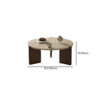Table basse moderne hexagonale/ronde avec plateau en travertin beige.