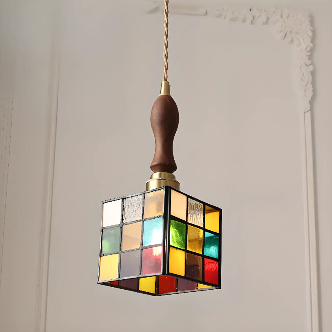 Suspension réglable en verre multicolore pour intérieur