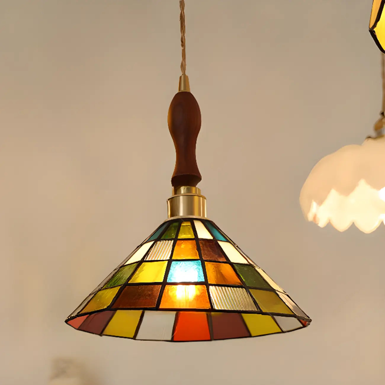 Suspension réglable en verre multicolore pour intérieur