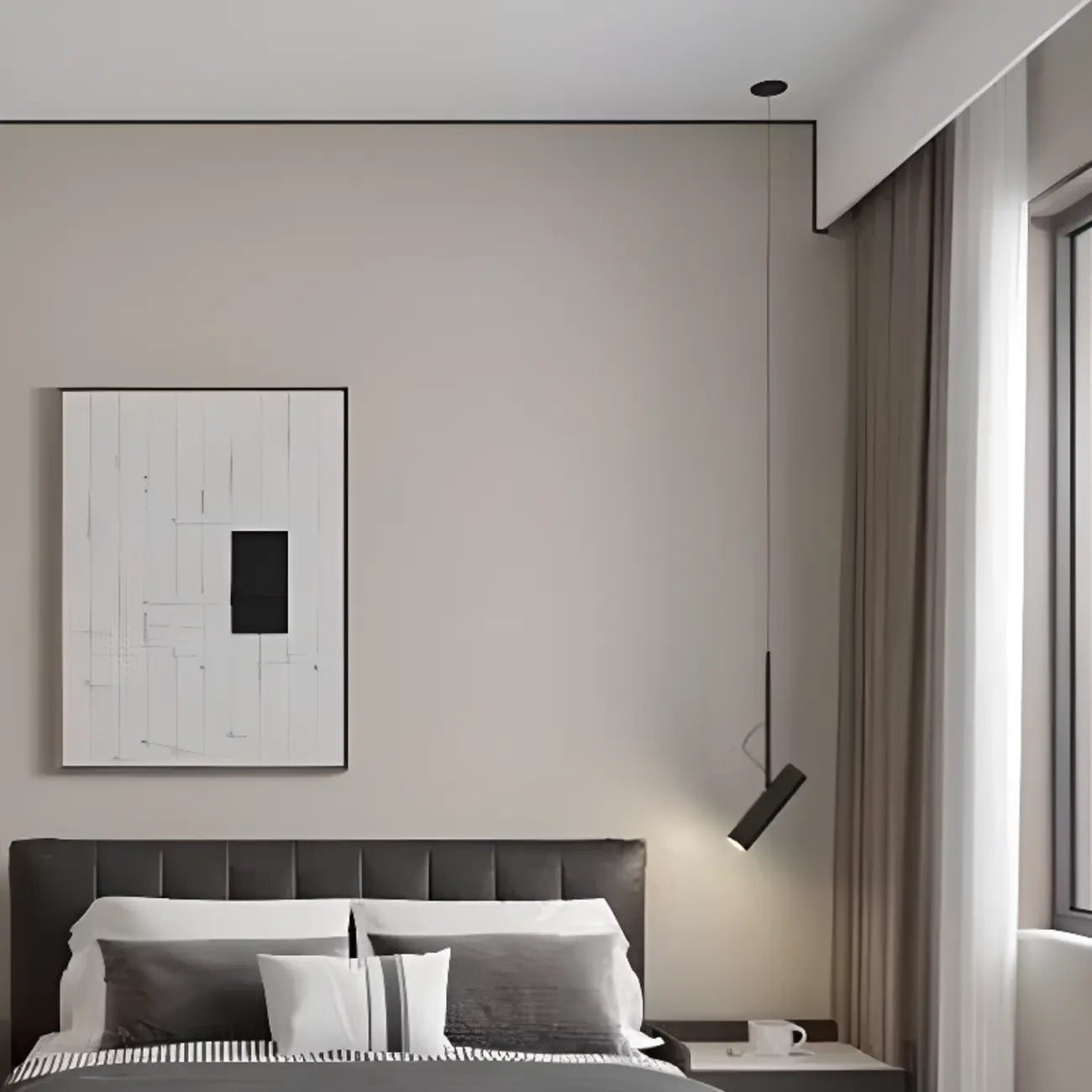 Suspension cylindrique réglable en métal noir