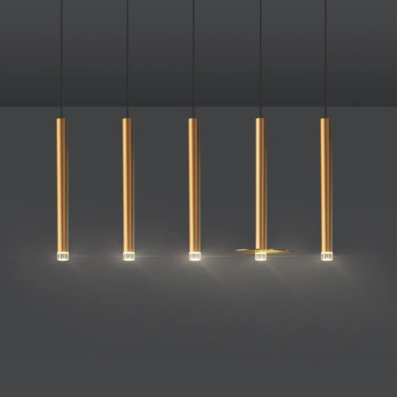 Suspension LED géométrique moderne en métal doré et acrylique