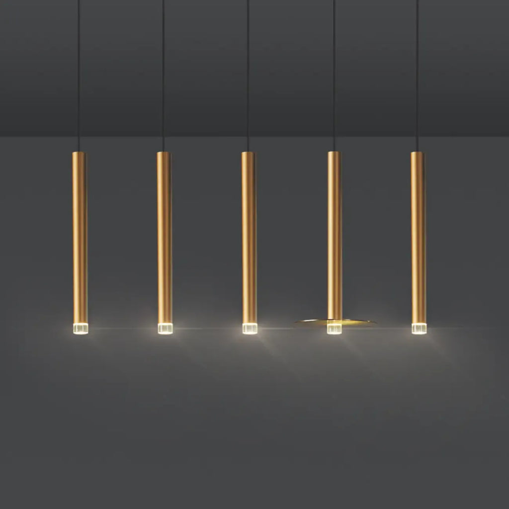 Suspension LED géométrique moderne en métal doré et acrylique