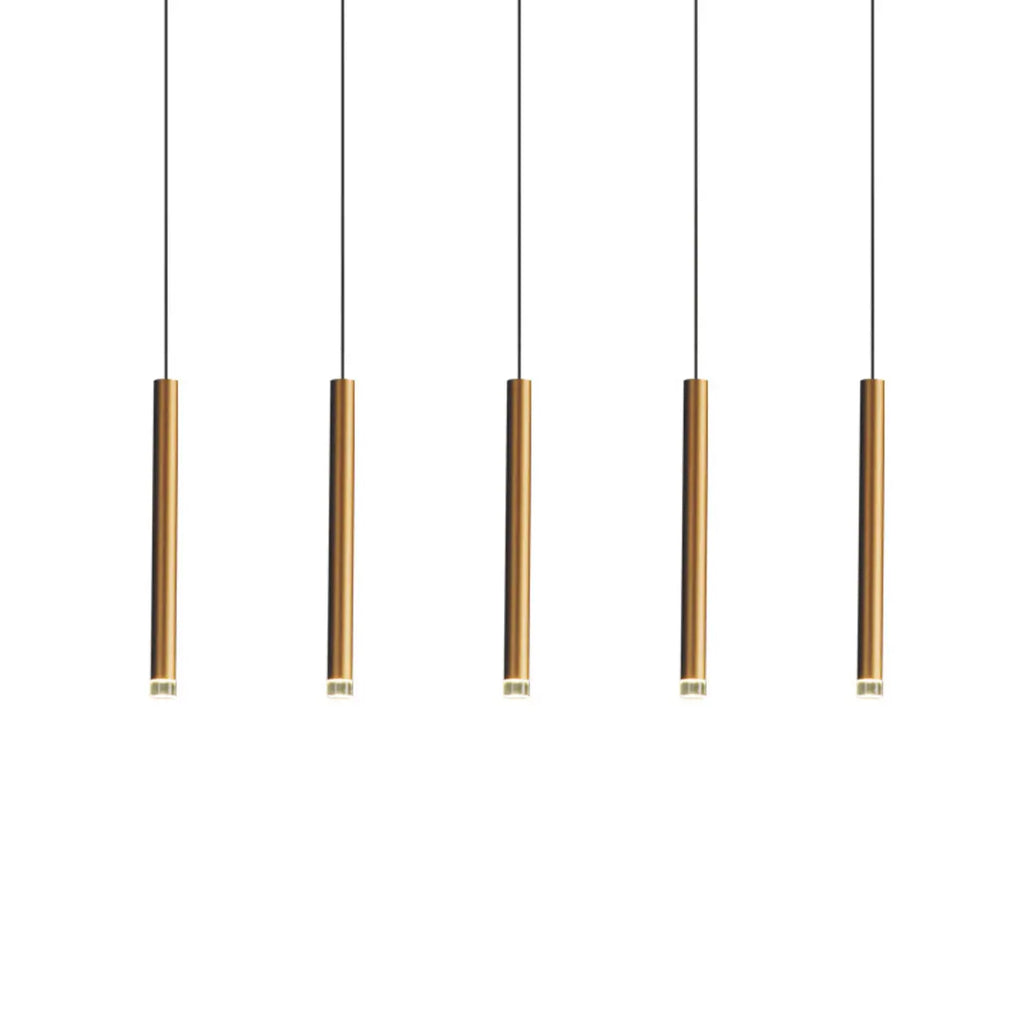 Suspension LED géométrique moderne en métal doré et acrylique