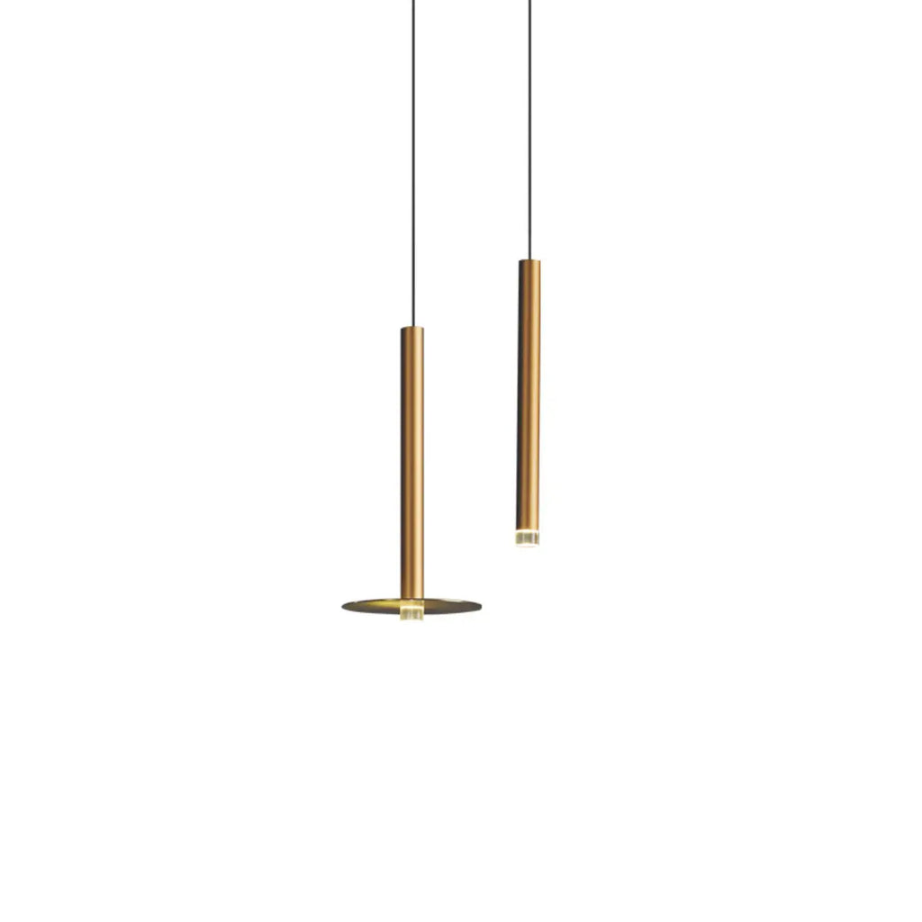 Suspension LED géométrique moderne en métal doré et acrylique