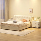 Table de chevet en bois blanc cassé à deux tiroirs pour chambre à coucher