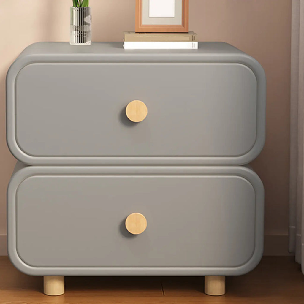 Table de chevet en bois blanc cassé à deux tiroirs pour chambre à coucher