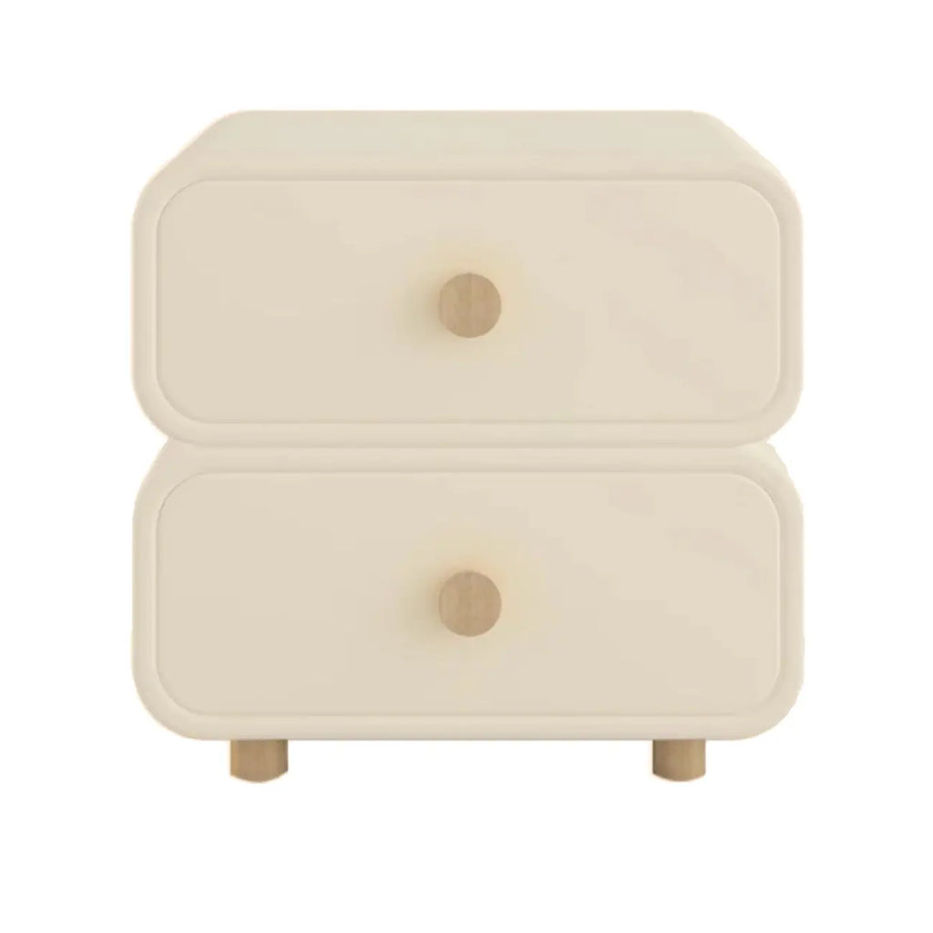 Table de chevet en bois blanc cassé à deux tiroirs pour chambre à coucher