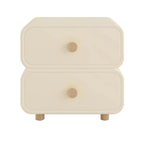 Table de chevet en bois blanc cassé à deux tiroirs pour chambre à coucher