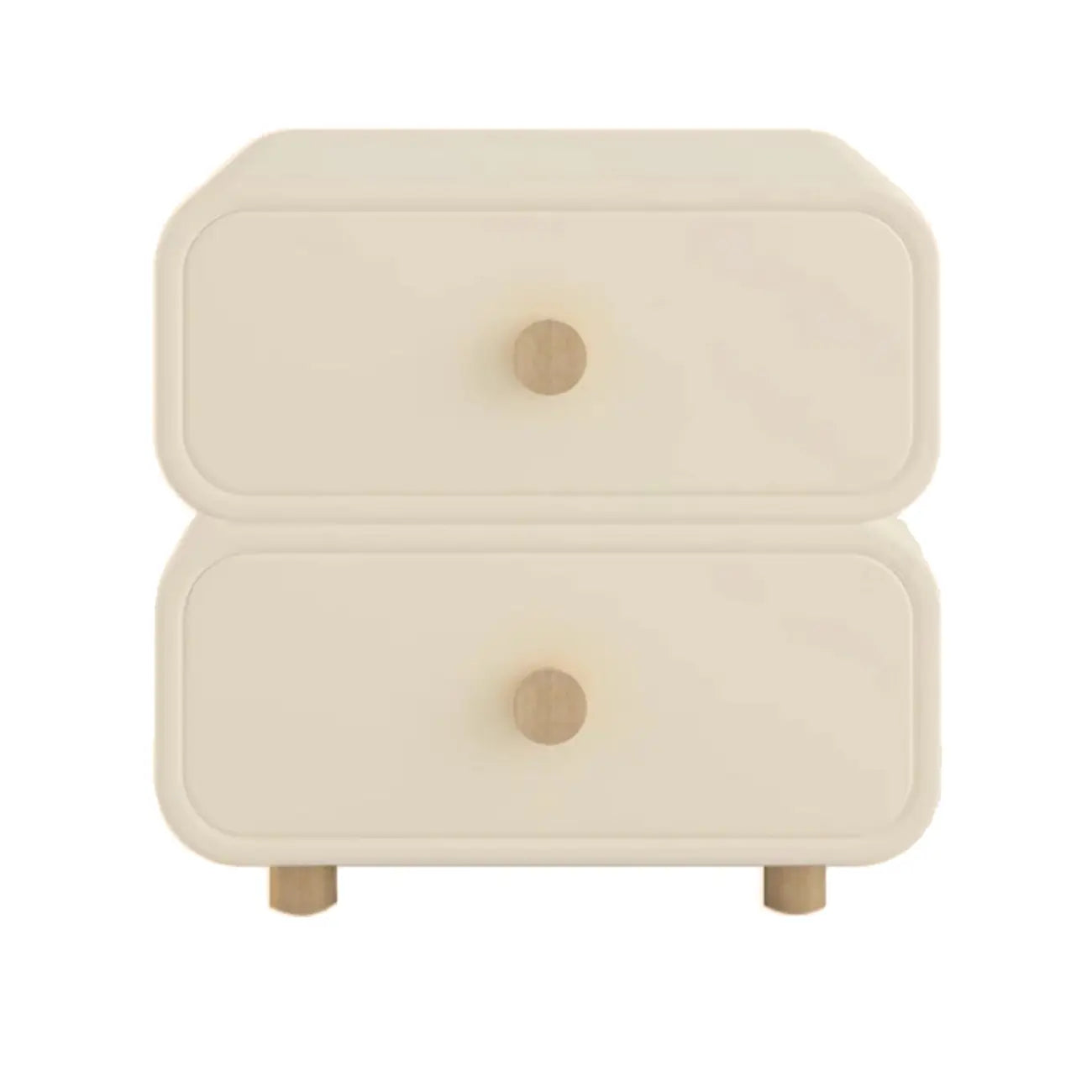 Table de chevet en bois blanc cassé à deux tiroirs pour chambre à coucher