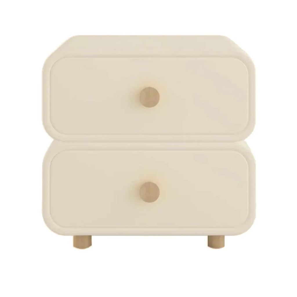 Table de chevet en bois blanc cassé à deux tiroirs pour chambre à coucher