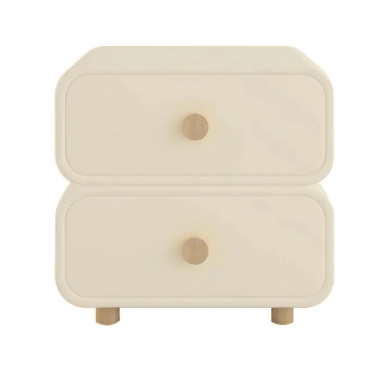 Table de chevet en bois blanc cassé à deux tiroirs pour chambre à coucher