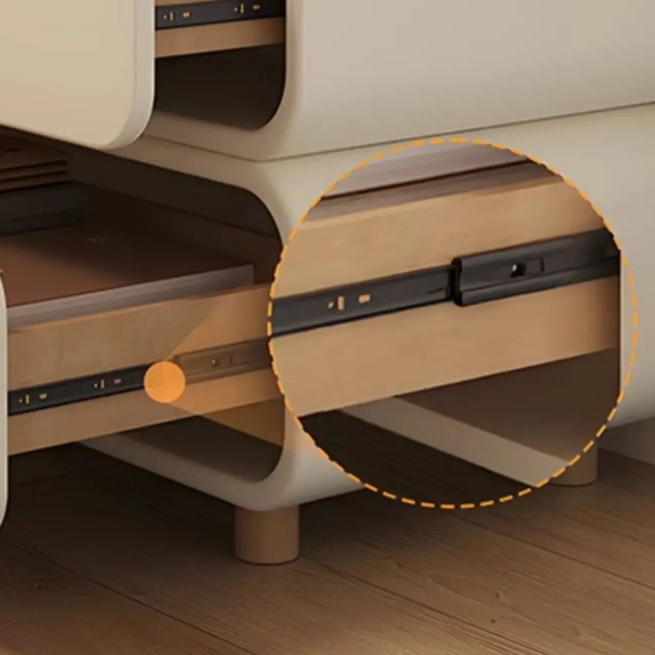 Table de chevet en bois blanc cassé à deux tiroirs pour chambre à coucher