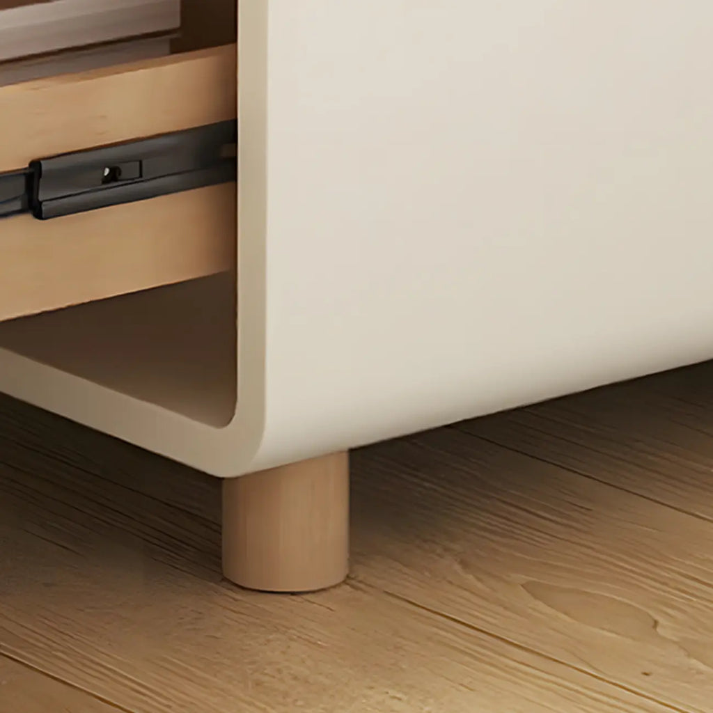 Table de chevet en bois blanc cassé à deux tiroirs pour chambre à coucher