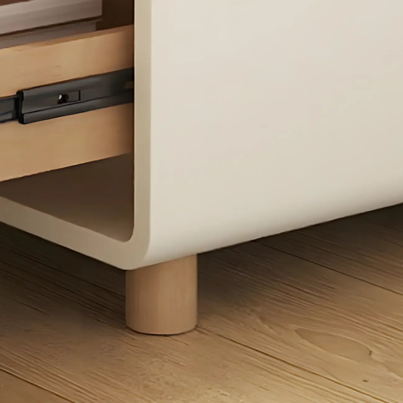 Table de chevet en bois blanc cassé à deux tiroirs pour chambre à coucher