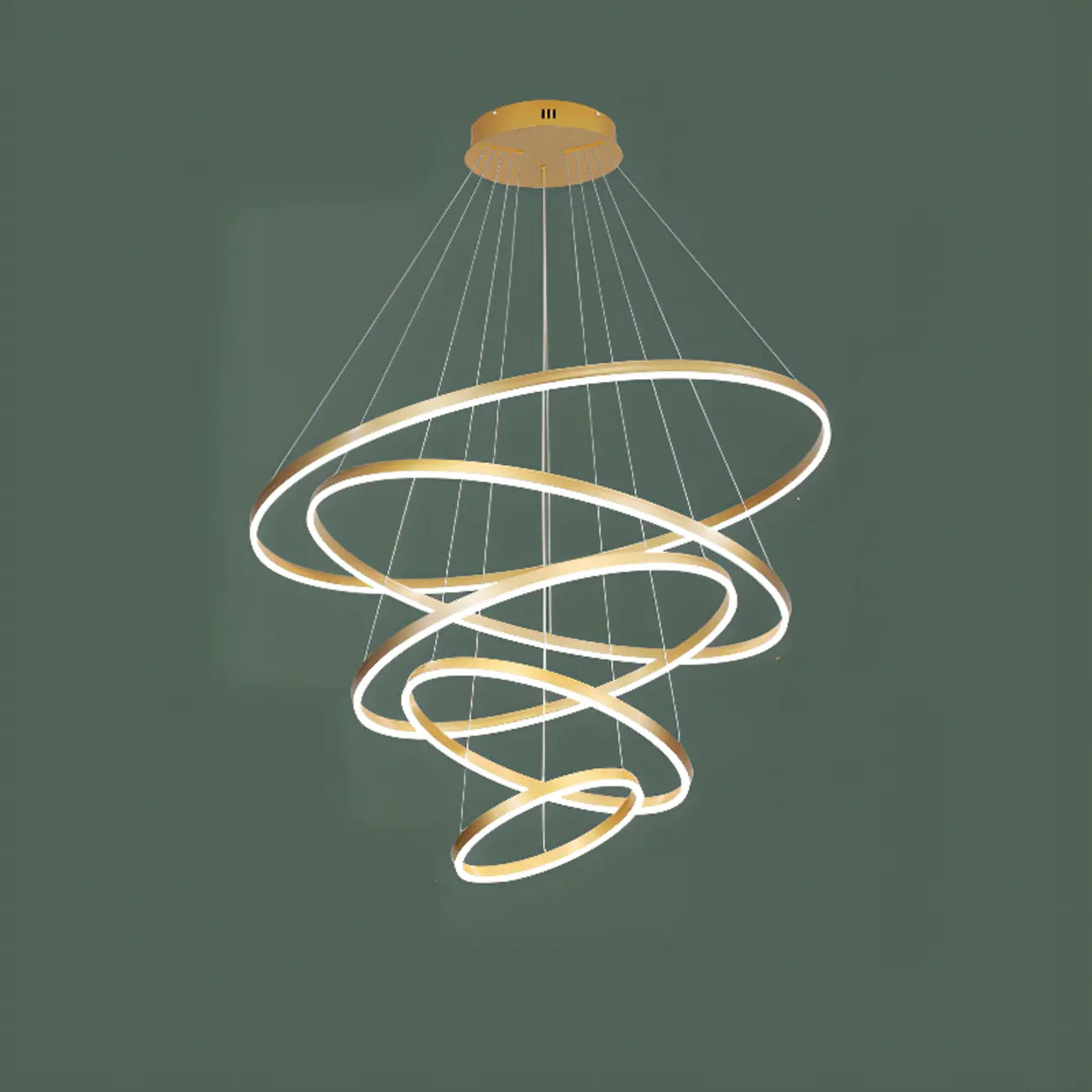 Lustre circulaire moderne à plusieurs niveaux avec télécommande LED pour escalier