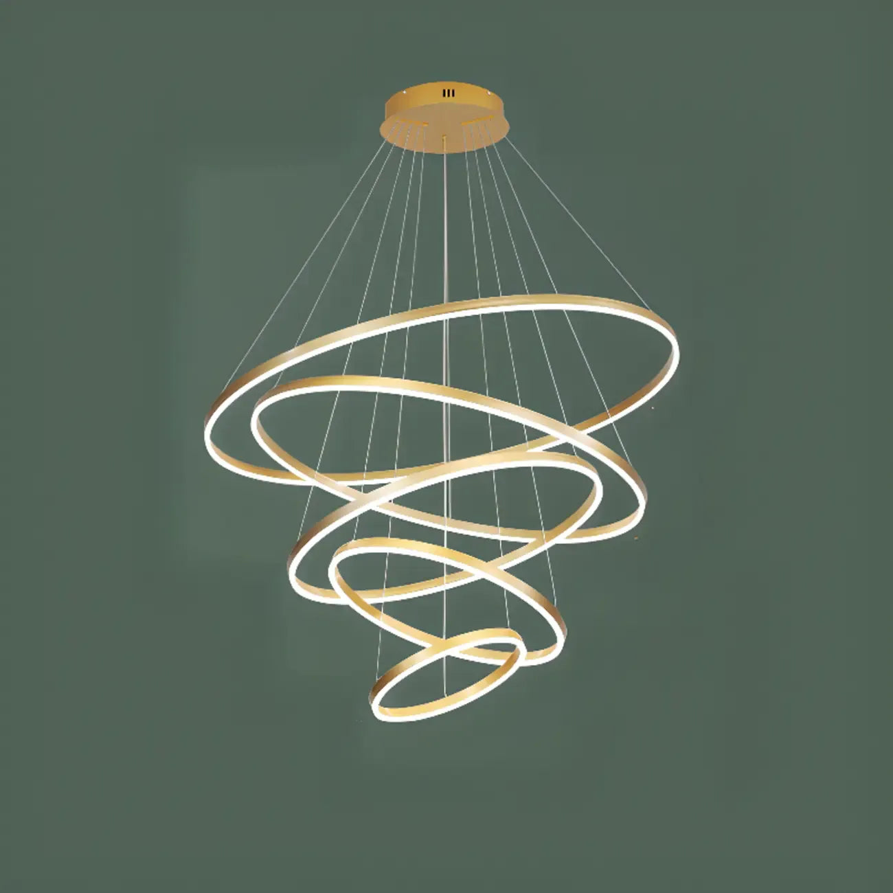 Lustre circulaire moderne à plusieurs niveaux avec télécommande LED pour escalier