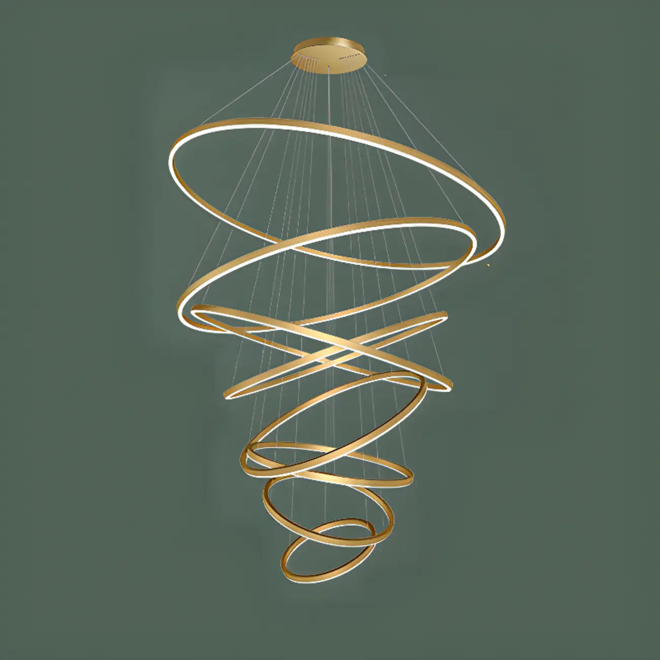 Lustre circulaire moderne à plusieurs niveaux avec télécommande LED pour escalier