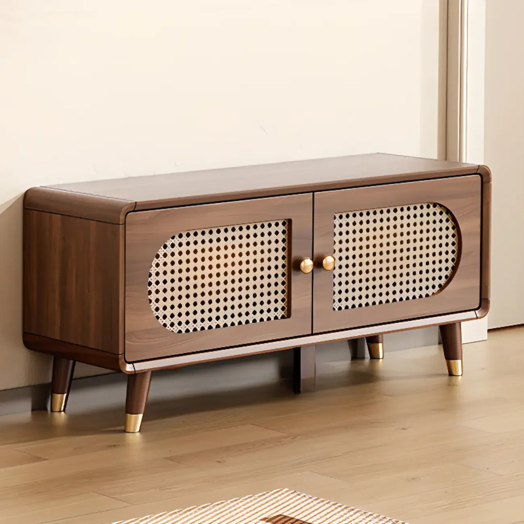 Meuble à chaussures bohème mince en bois marron à façade rabattable