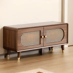 Meuble à chaussures bohème mince en bois marron à façade rabattable