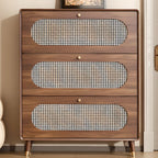 Meuble à chaussures bohème mince en bois marron à façade rabattable