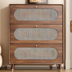 Meuble à chaussures bohème mince en bois marron à façade rabattable