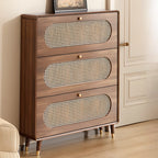 Meuble à chaussures bohème mince en bois marron à façade rabattable