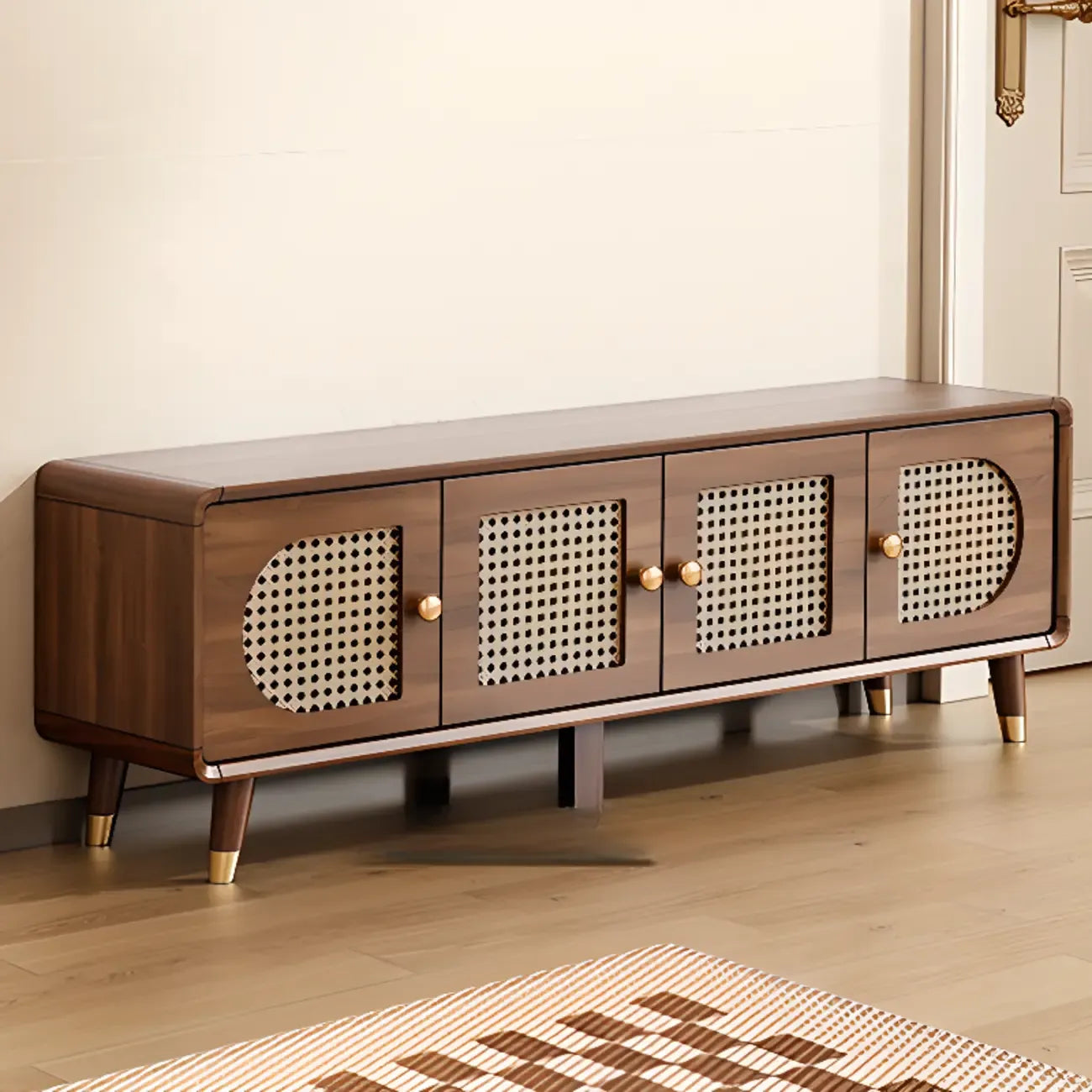 Meuble à chaussures bohème mince en bois marron à façade rabattable