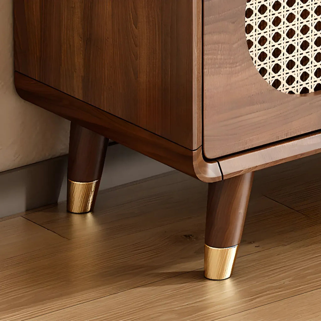 Meuble à chaussures bohème mince en bois marron à façade rabattable