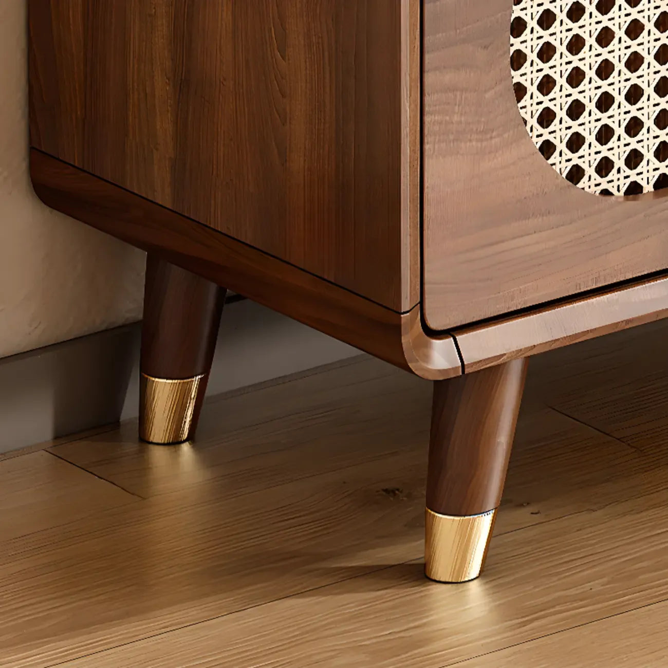 Meuble à chaussures bohème mince en bois marron à façade rabattable