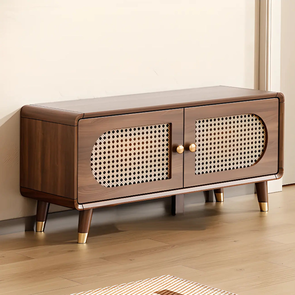 Meuble à chaussures bohème mince en bois marron à façade rabattable