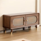 Meuble à chaussures bohème mince en bois marron à façade rabattable